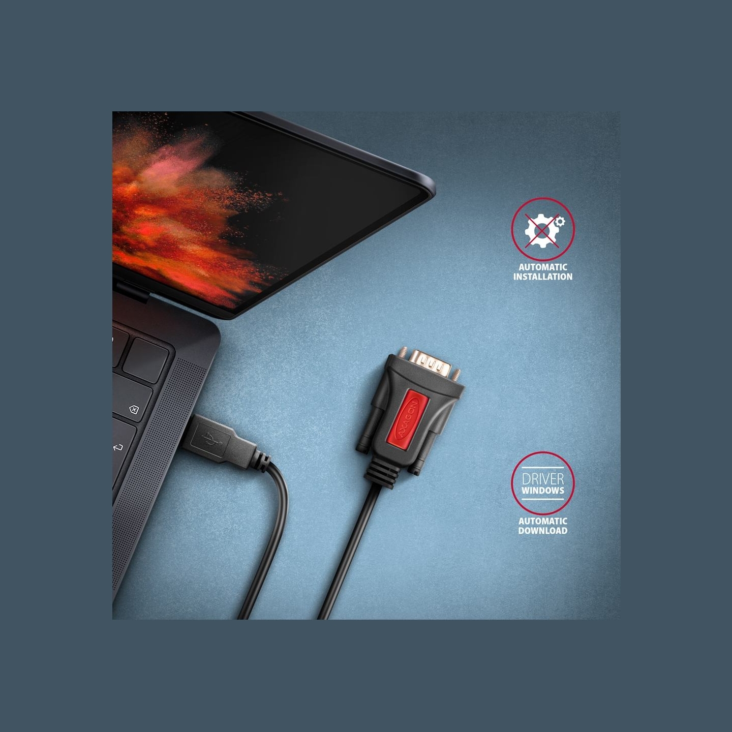 Axagon Active USB-A converter for connecting serial devices. Prolific chip.
