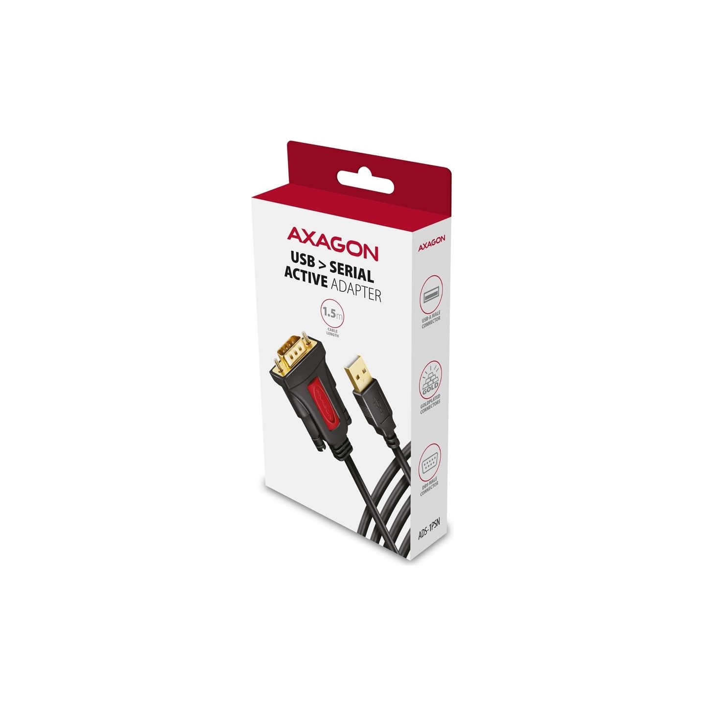 Axagon Active USB-A converter for connecting serial devices. Prolific chip.