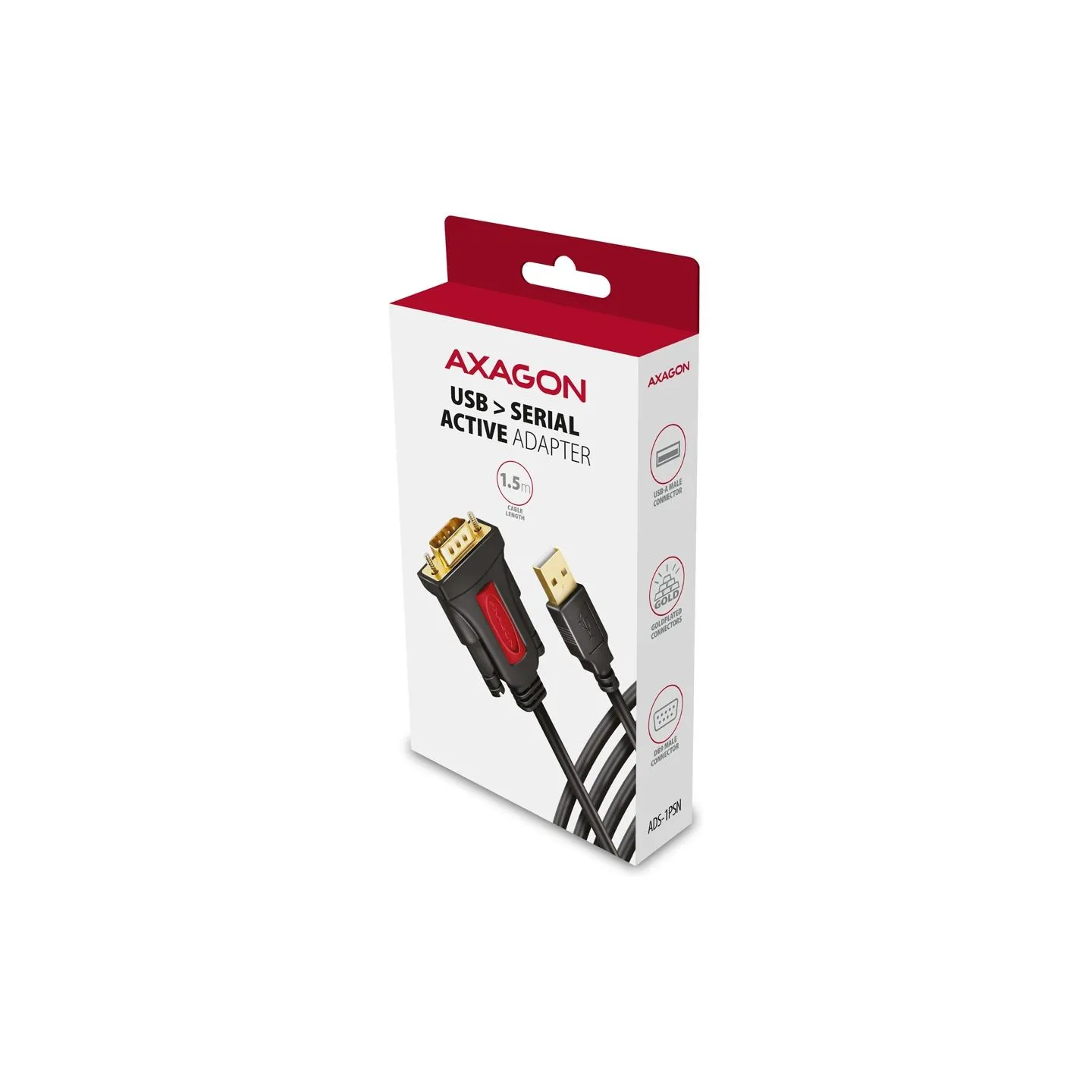 Axagon Active USB-A converter for connecting serial devices. Prolific chip.
