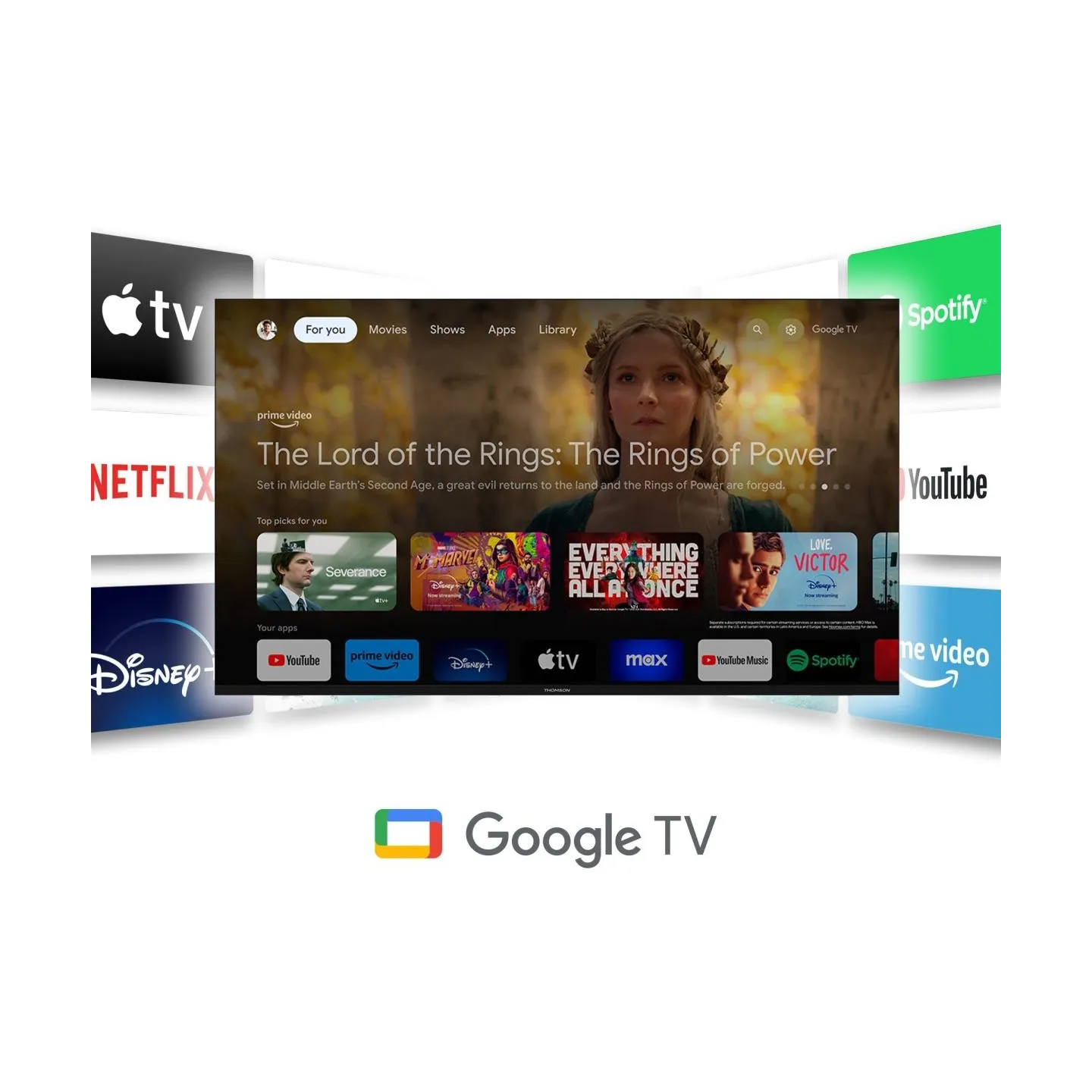 Thomson TV Set|THOMSON|50"|4K/Smart|QLED|3840x2160|Wireless LAN|Bluetooth|Google TV|Black|50QG4S14