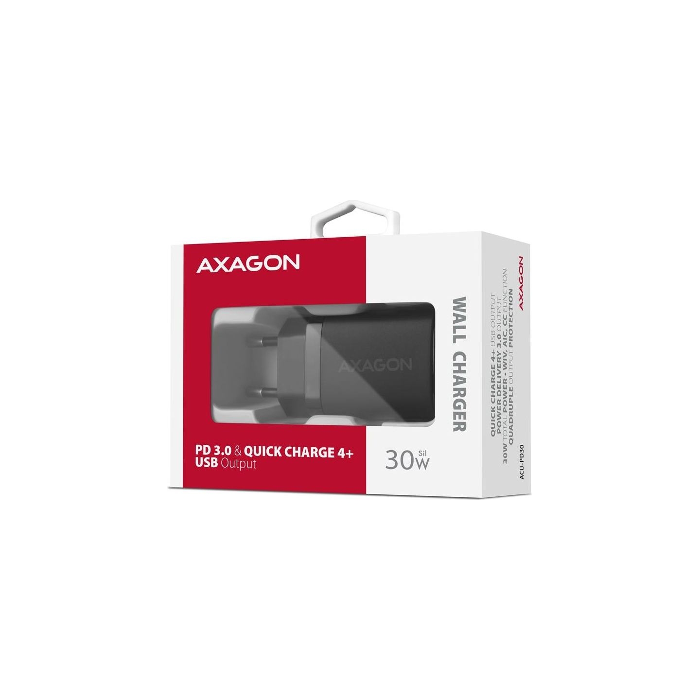 Axagon ACU-PD30 wall charger 1x QC3.0/AFC/FCP/PD type-C, 30W, black