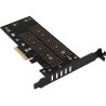 Axagon PCEM2-DC PCI-E 3.0 4x - DUAL M.2 SSD (NVMe + SATA), dual voltage, up to 110mm SSD, fan + heatsink