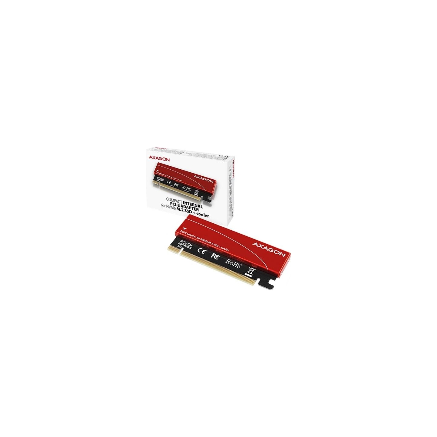 Axagon PCEM2-S PCI-E 3.0 16x - M.2 SSD NVMe, up to 80mm SSD, low profile, cooler
