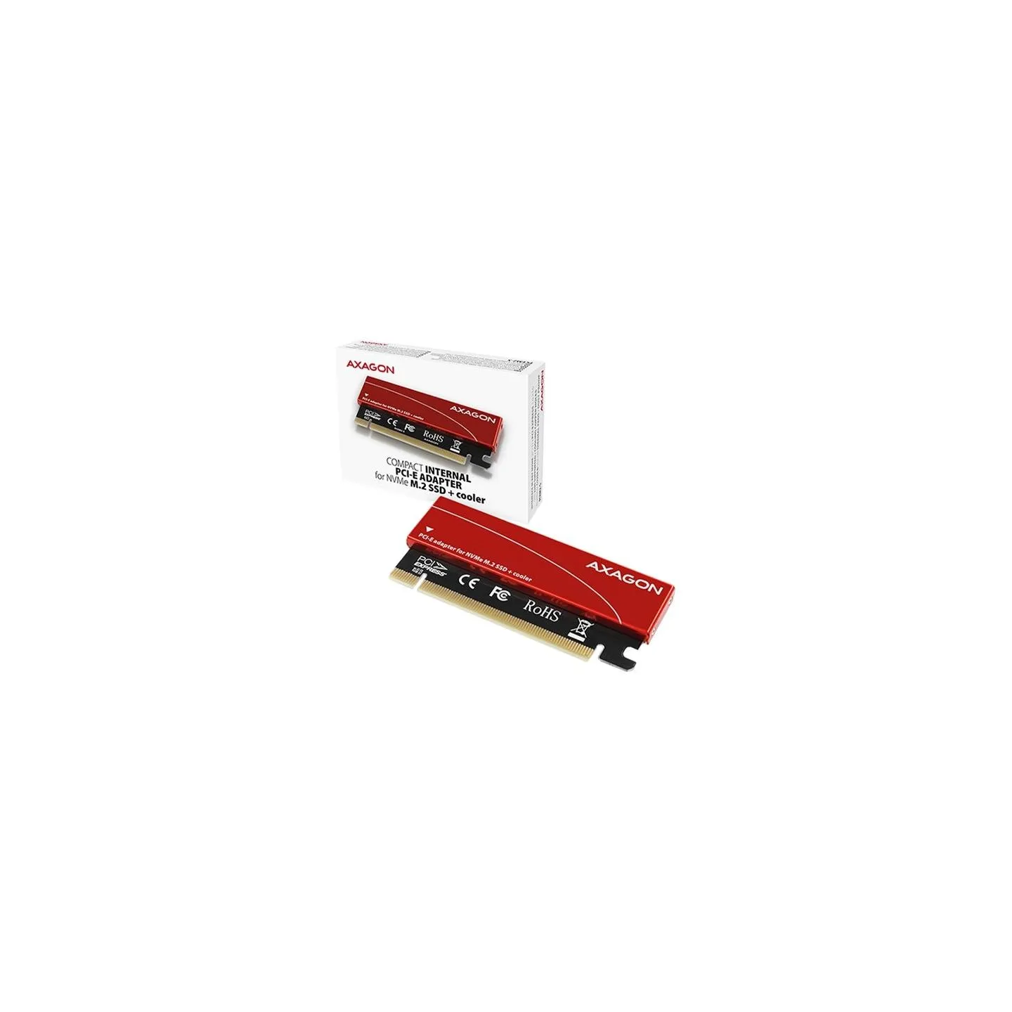 Axagon PCEM2-S PCI-E 3.0 16x - M.2 SSD NVMe, up to 80mm SSD, low profile, cooler