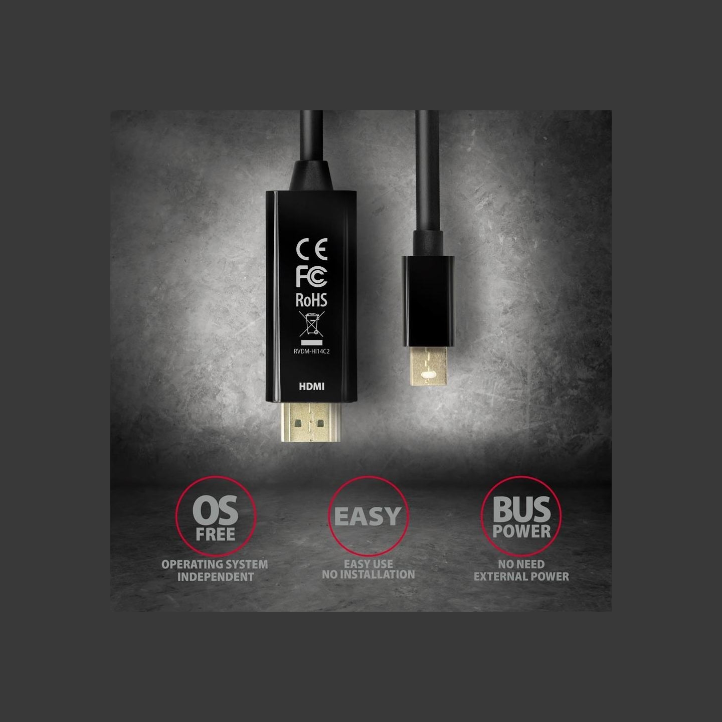 Axagon RVDM-HI14C2 Mini DP > HDMI 1.4 cable 1.8m 4K/30Hz