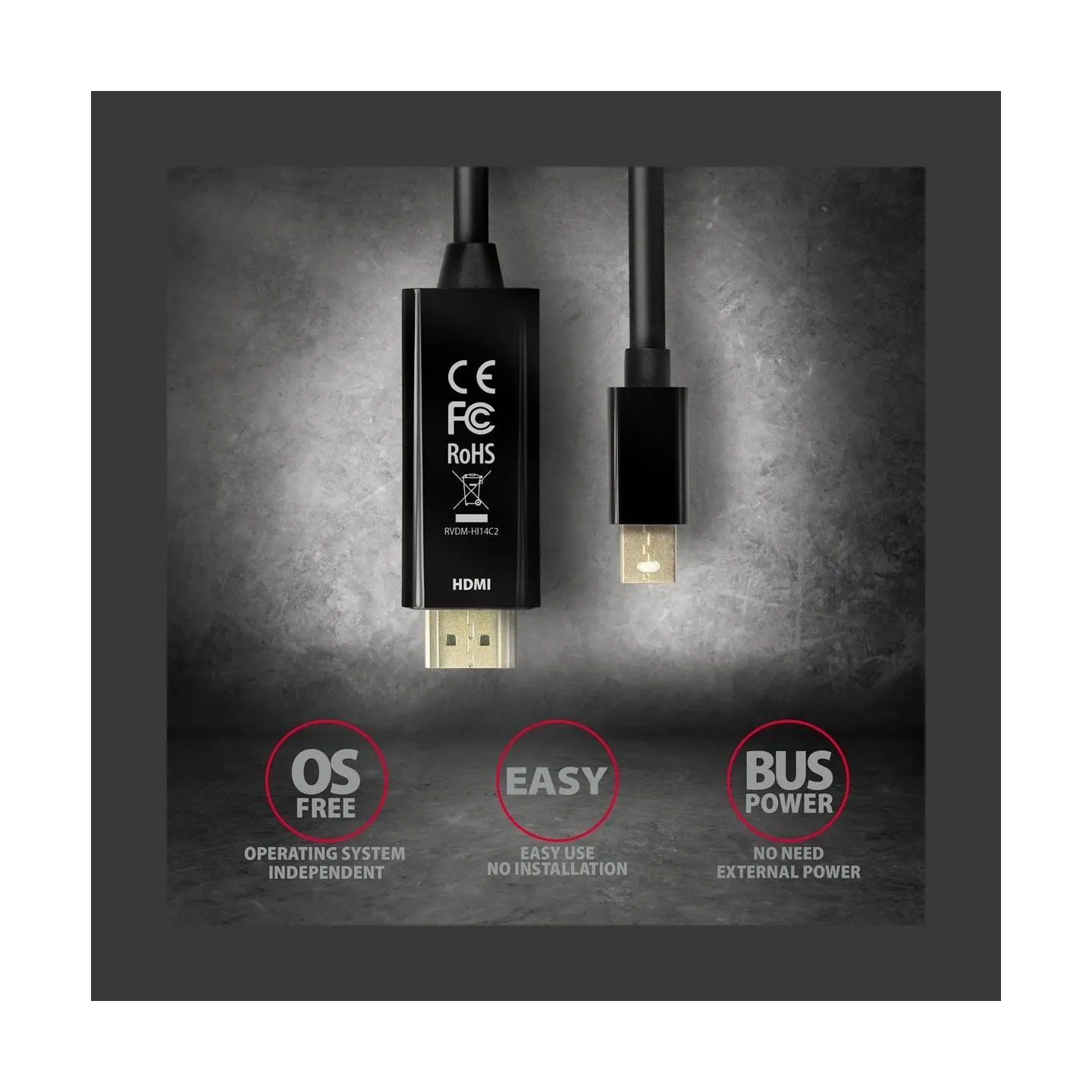 Axagon RVDM-HI14C2 Mini DP > HDMI 1.4 cable 1.8m 4K/30Hz