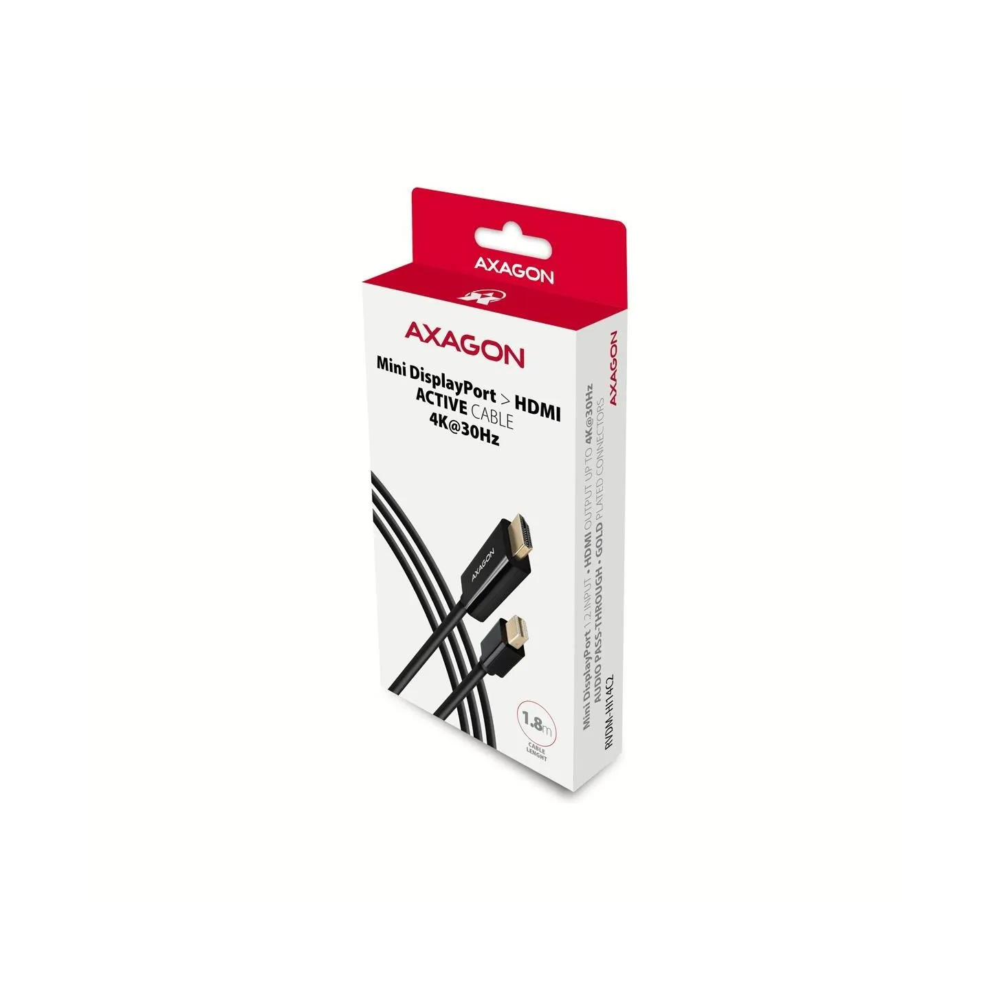 Axagon RVDM-HI14C2 Mini DP > HDMI 1.4 cable 1.8m 4K/30Hz