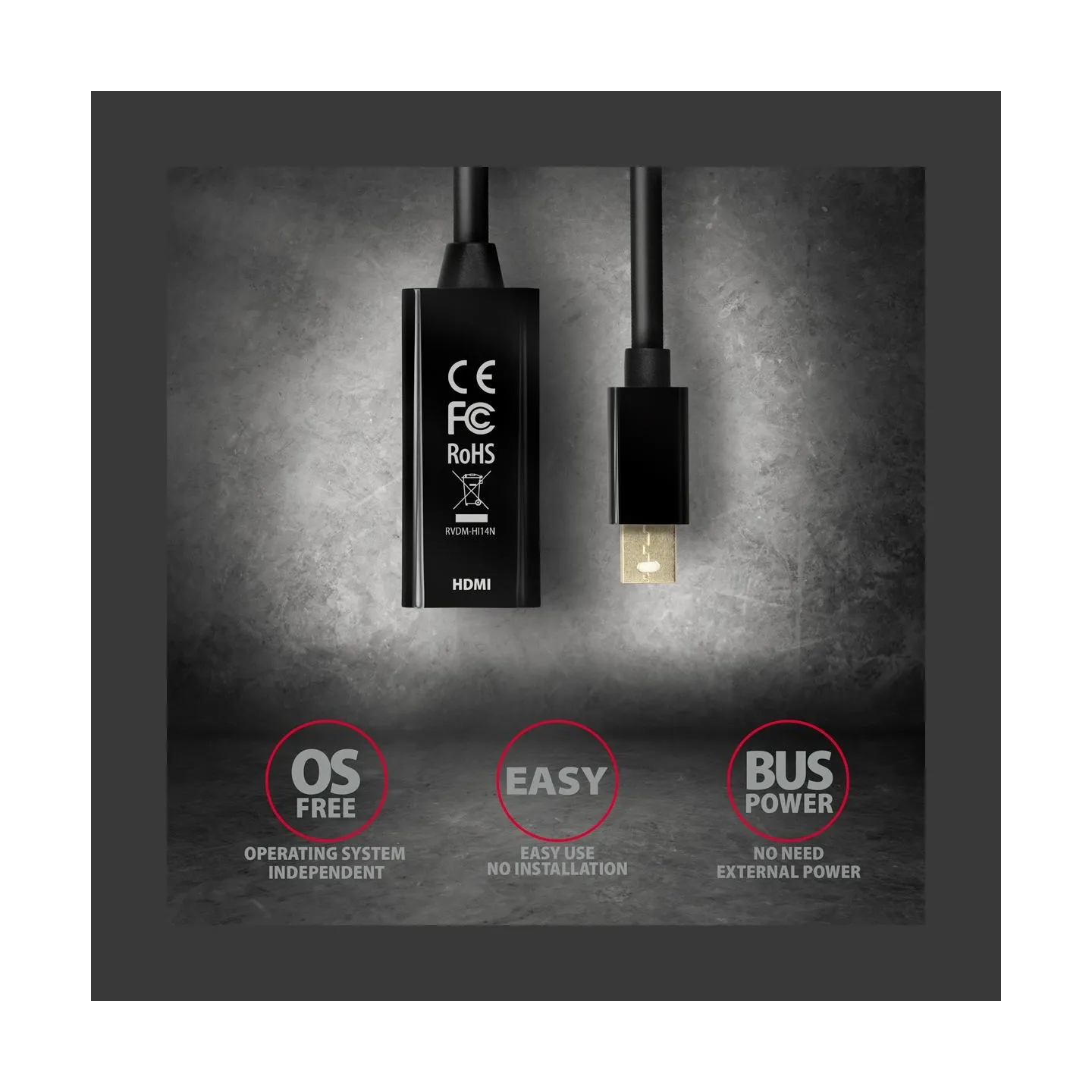 Axagon RVDM-HI14N Mini DP > HDMI 1.4 adapter 4K/30Hz