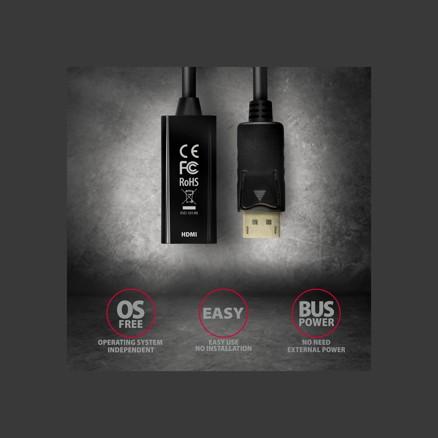 Axagon RVD-HI14N DisplayPort > HDMI 1.4 adapter 4K/30Hz