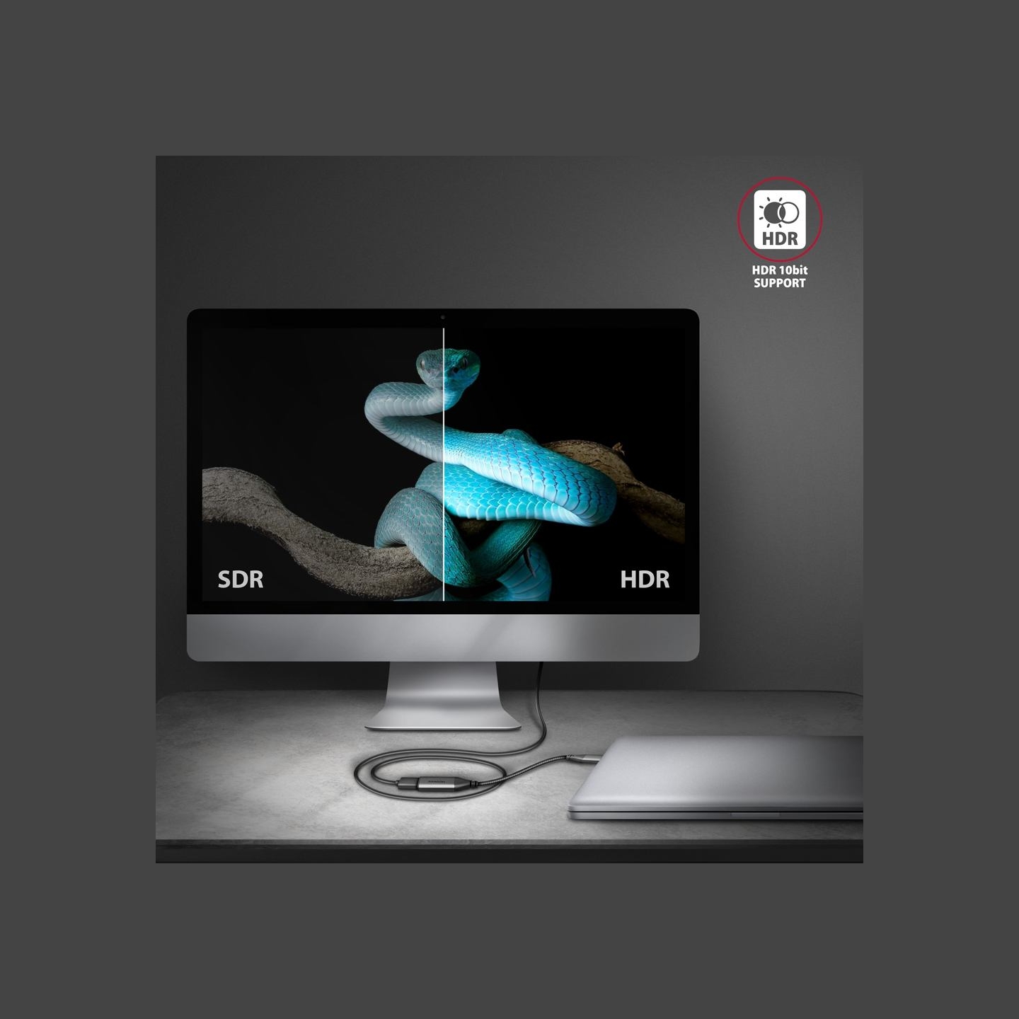Axagon RVC-HI2M USB-C -> HDMI 2.0 adapter 4K/60Hz Aluminum, 25cm cable
