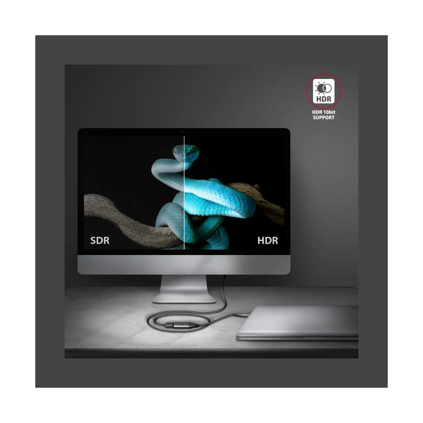 Axagon RVC-HI2M USB-C -> HDMI 2.0 adapter 4K/60Hz Aluminum, 25cm cable