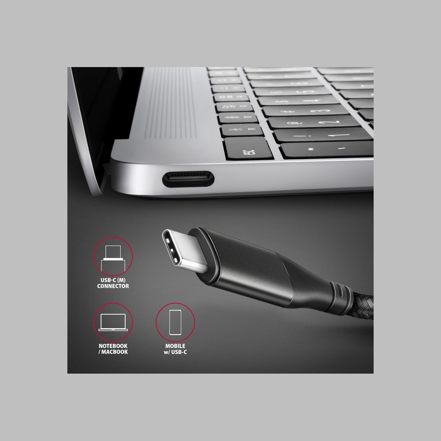 Axagon RVC-HI2M USB-C -> HDMI 2.0 adapter 4K/60Hz Aluminum, 25cm cable