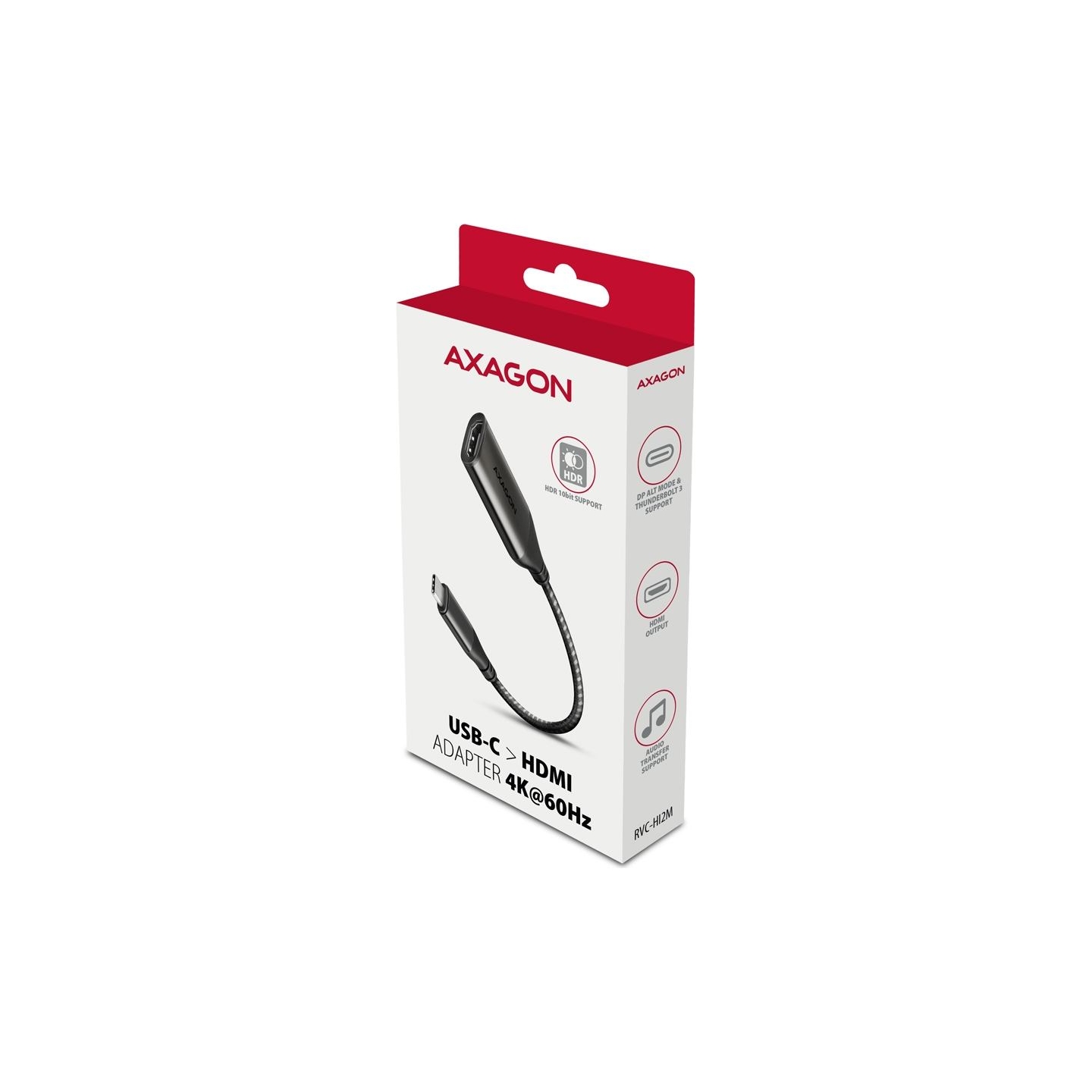 Axagon RVC-HI2M USB-C -> HDMI 2.0 adapter 4K/60Hz Aluminum, 25cm cable