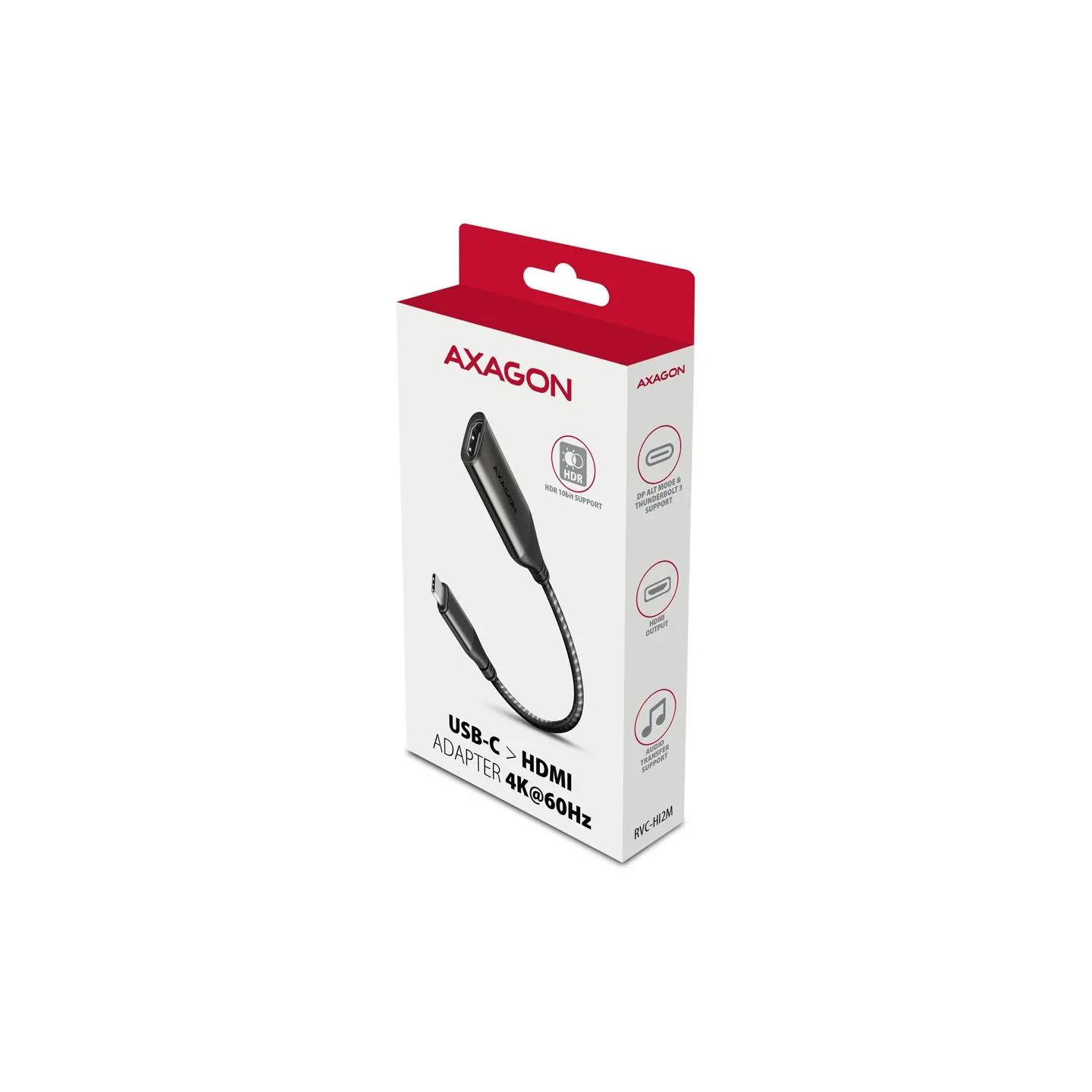 Axagon RVC-HI2M USB-C -> HDMI 2.0 adapter 4K/60Hz Aluminum, 25cm cable