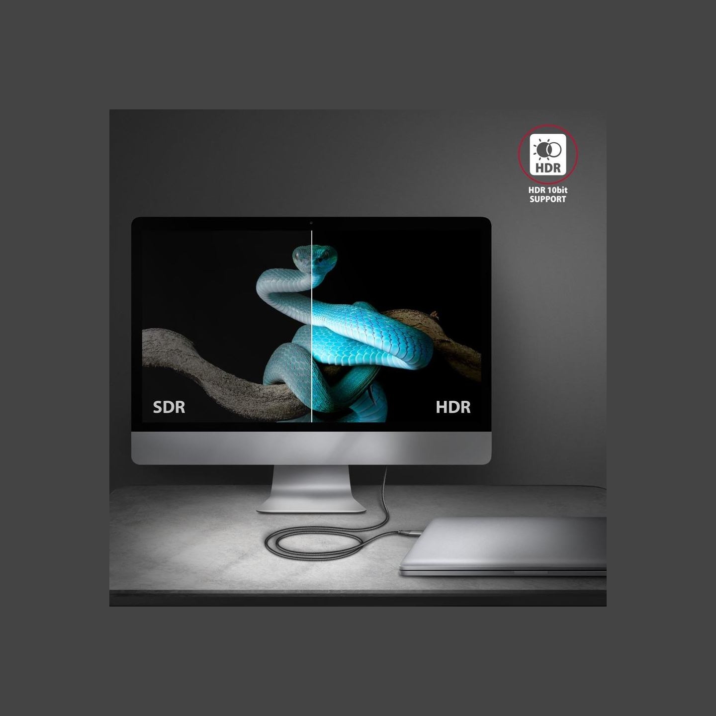 Axagon RVC-HI2MC USB-C -> HDMI 2.0 adapter 4K/60Hz Aluminum, 1,8m cable