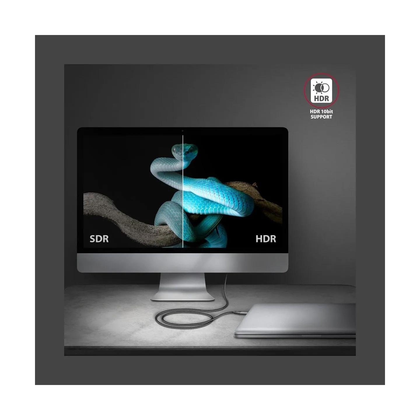 Axagon RVC-HI2MC USB-C -> HDMI 2.0 adapter 4K/60Hz Aluminum, 1,8m cable