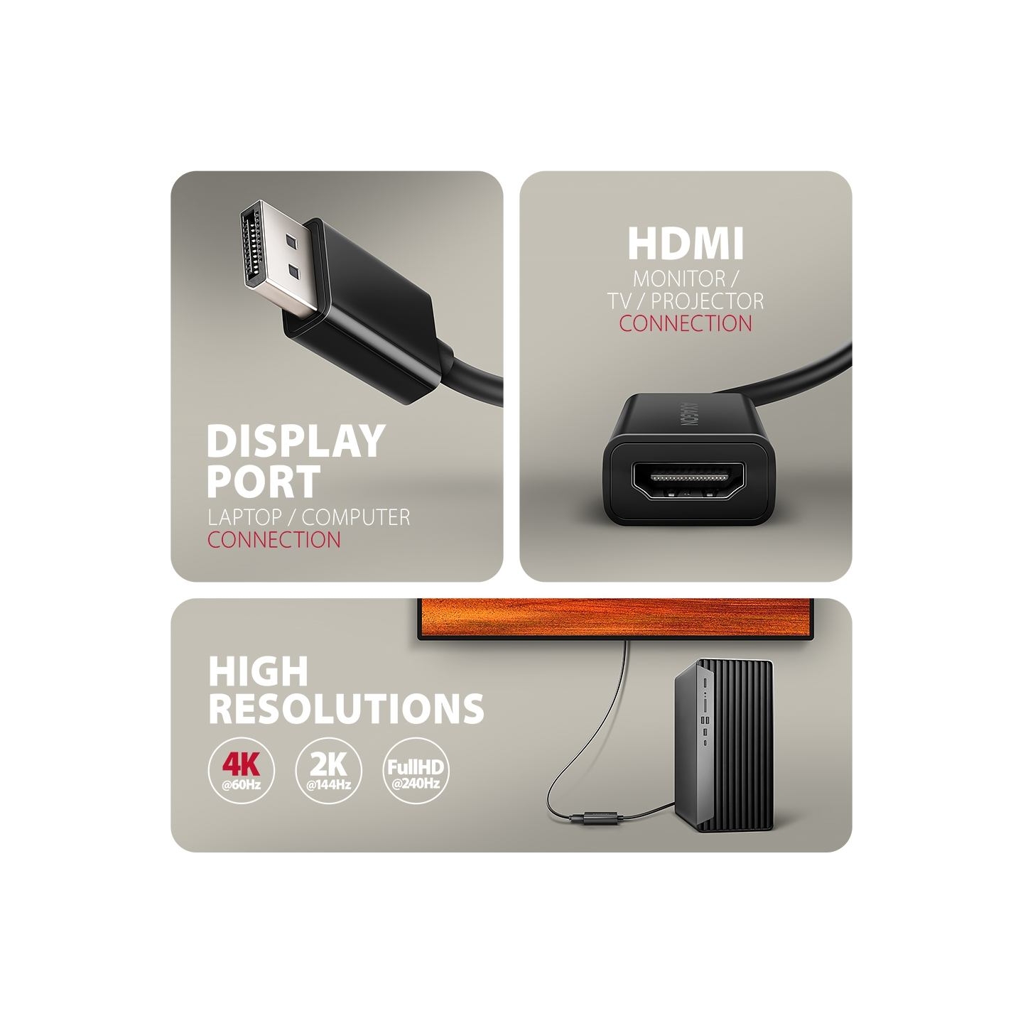 Axagon RVD-HI20N DisplayPort - HDMI 2.0 adapter 4K/60Hz