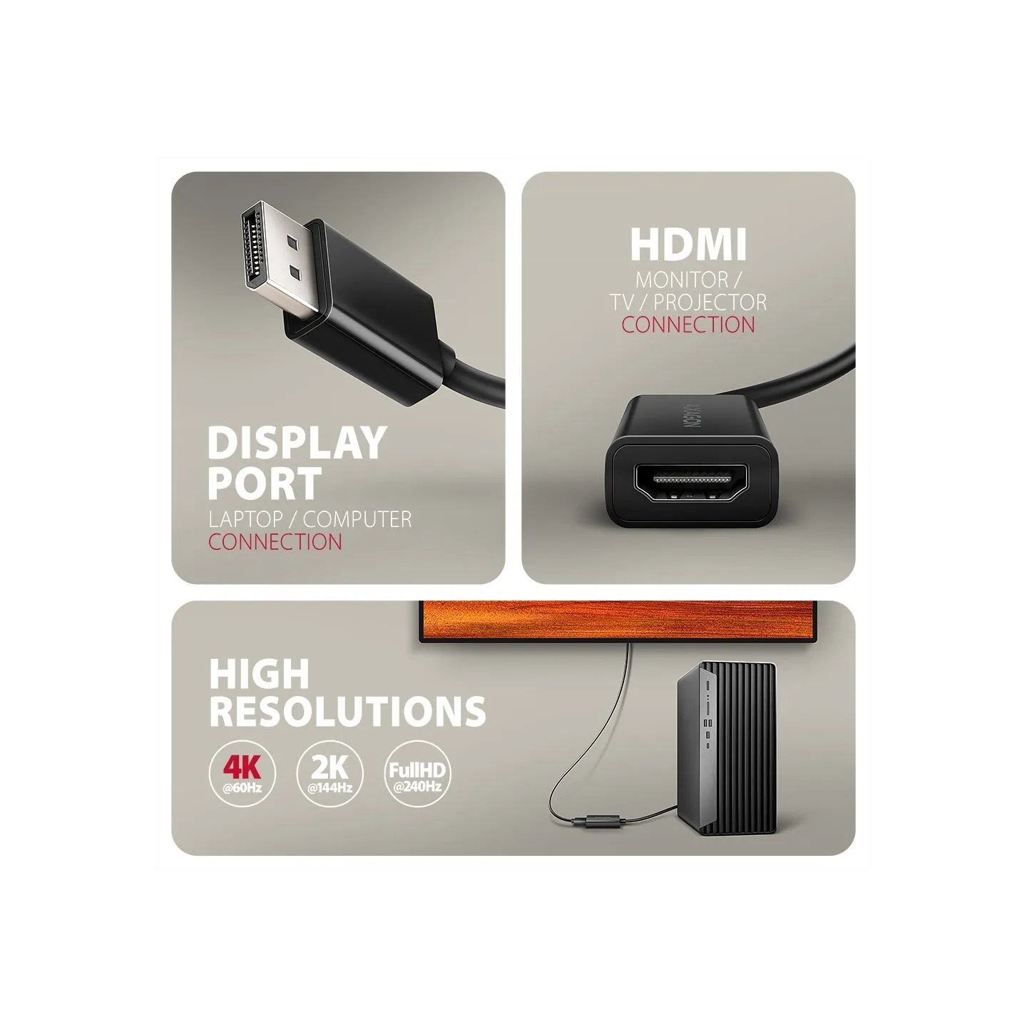 Axagon RVD-HI20N DisplayPort - HDMI 2.0 adapter 4K/60Hz