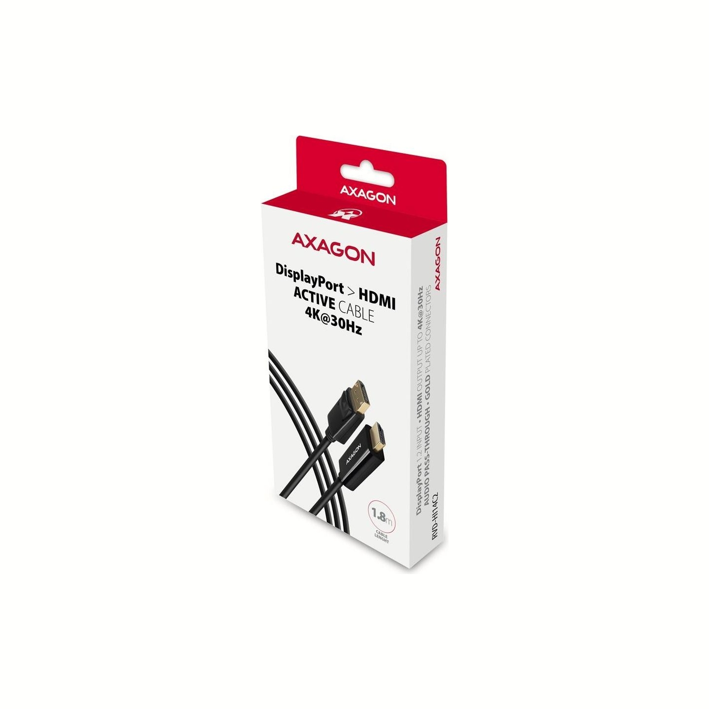 Axagon RVD-HI14C2 DisplayPort > HDMI 1.4 cable 1.8m 4K/30Hz