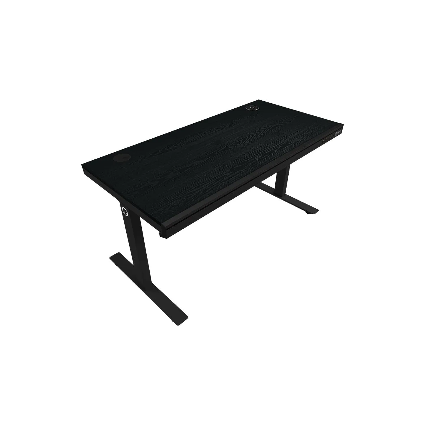 Lorgar Dual-motor sit/stand adjustable-height gaming desk with wireless charger, RGB lighting, control panel, and USB ports, PB 
