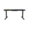 Lorgar Dual-motor sit/stand adjustable-height gaming desk with wireless charger, RGB lighting, control panel, and USB ports, sol