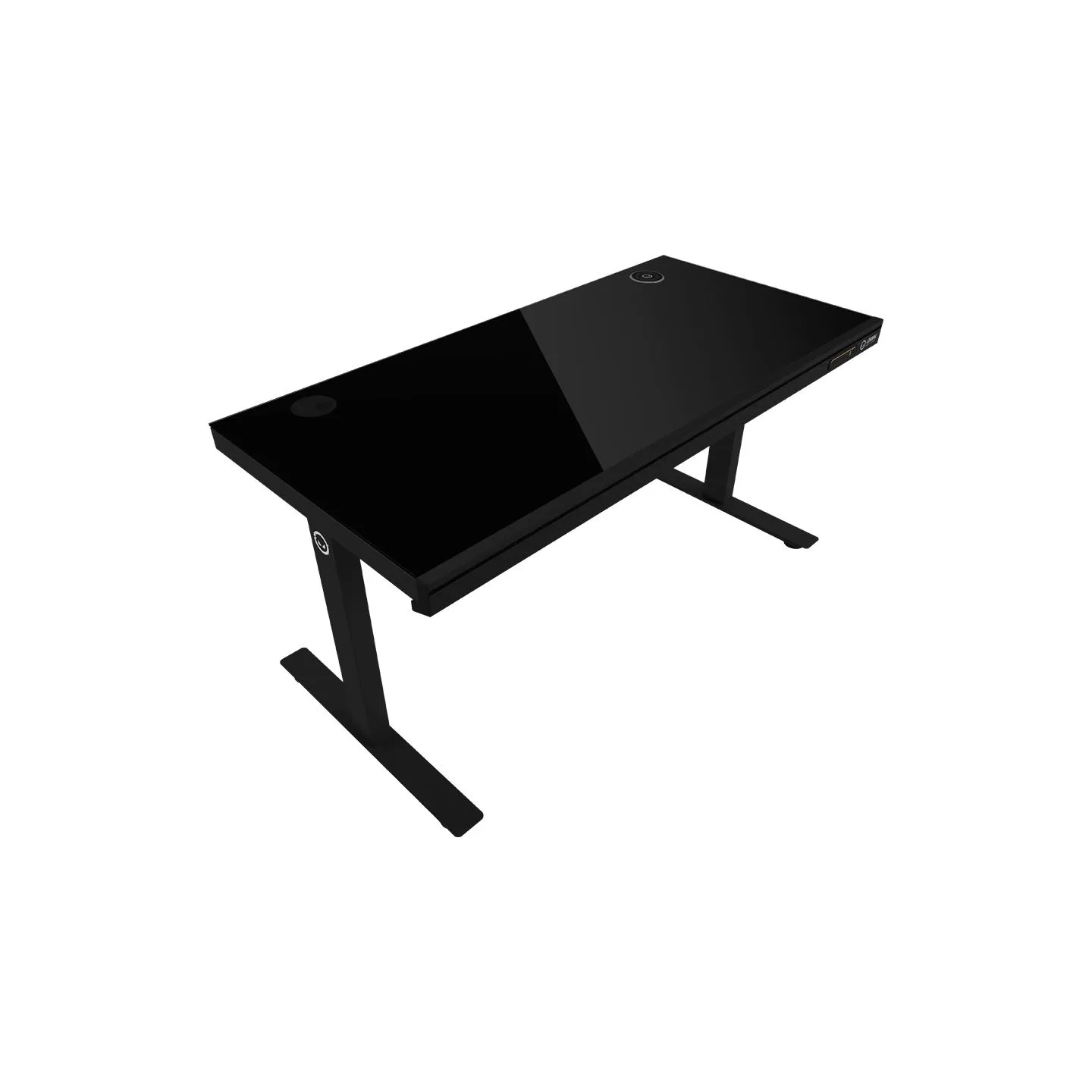 Lorgar Dual-motor sit/stand adjustable-height gaming desk with wireless charger, RGB lighting, control panel, and USB ports, sol