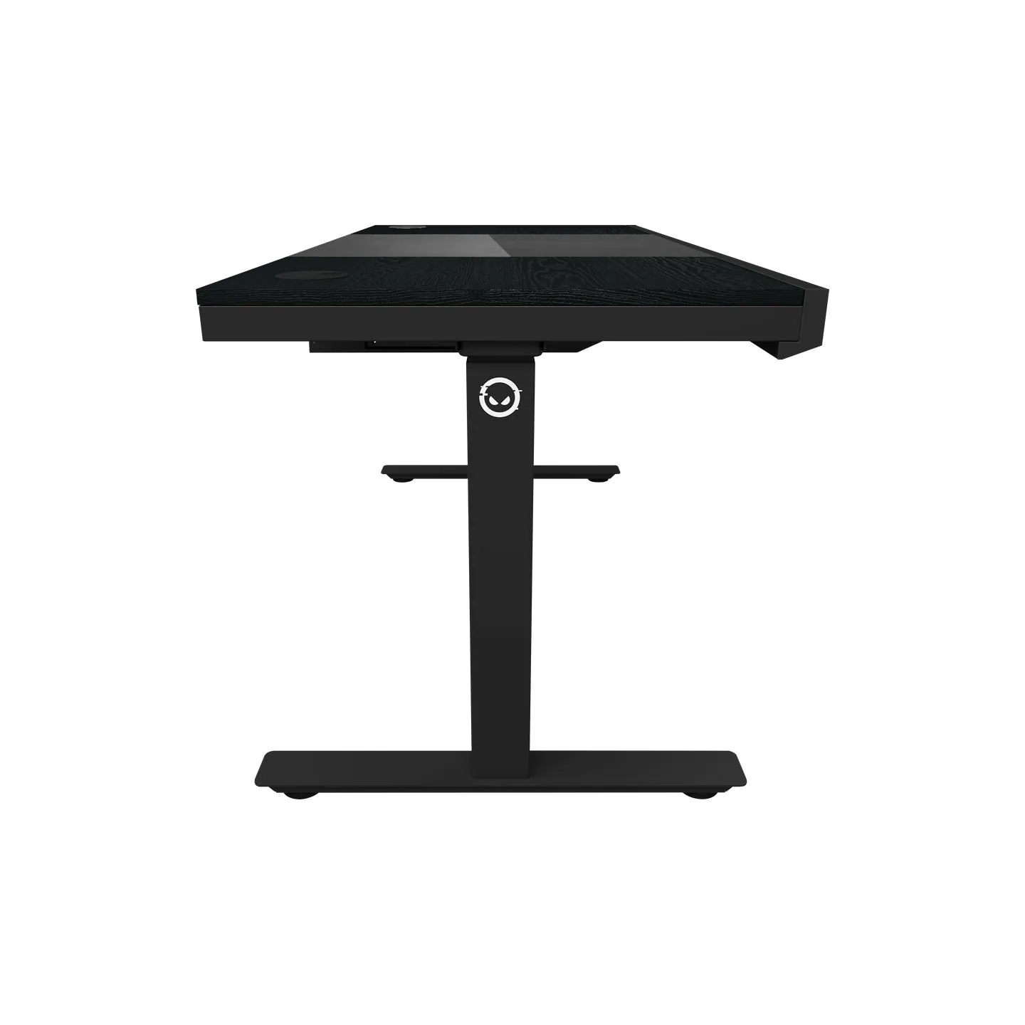 Lorgar Dual-motor sit/stand adjustable-height gaming desk with built-in PC case, wireless charger, RGB lighting, control panel, 
