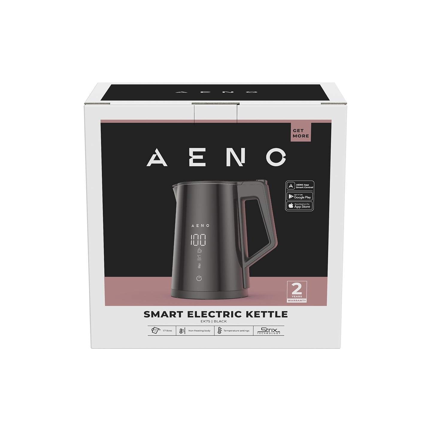 Aeno Electric Kettle EK7S Smart: 1850-2200W, 1.7L, Strix, Double-walls, Temperature Control, Keep warm Function, Control via Wi-