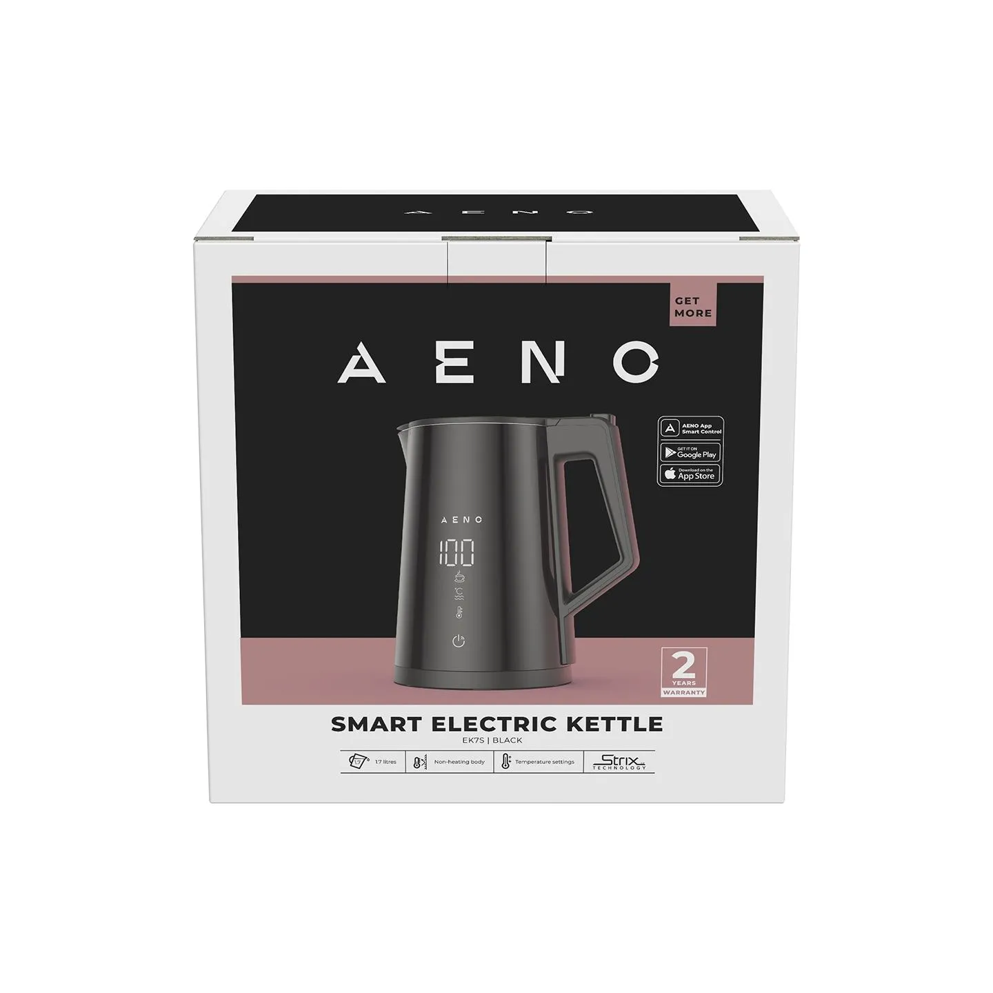 Aeno Electric Kettle EK7S Smart: 1850-2200W, 1.7L, Strix, Double-walls, Temperature Control, Keep warm Function, Control via Wi-