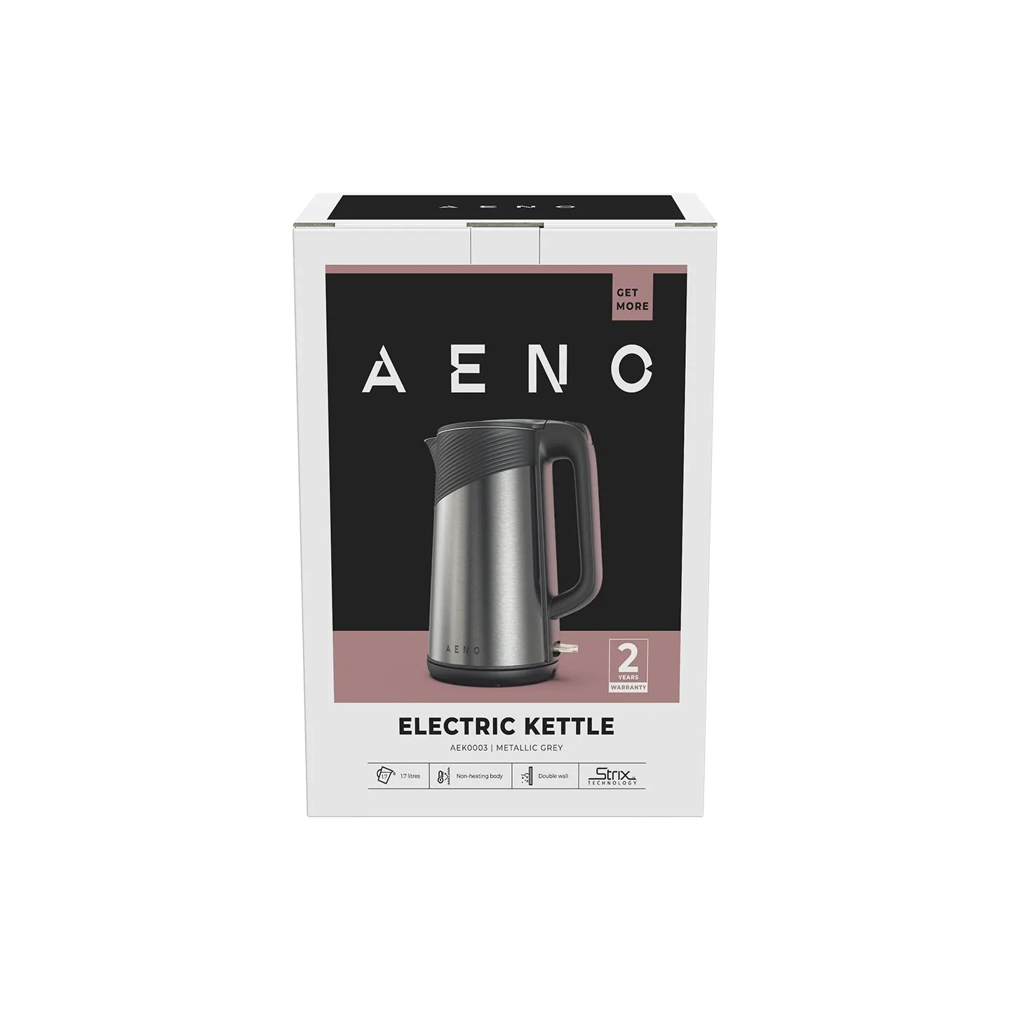 Aeno Electric Kettle EK3: 1850-2200W, 1.7L, Strix, Double-walls, Non-heating body, Auto Power Off, Dry tank Protection
