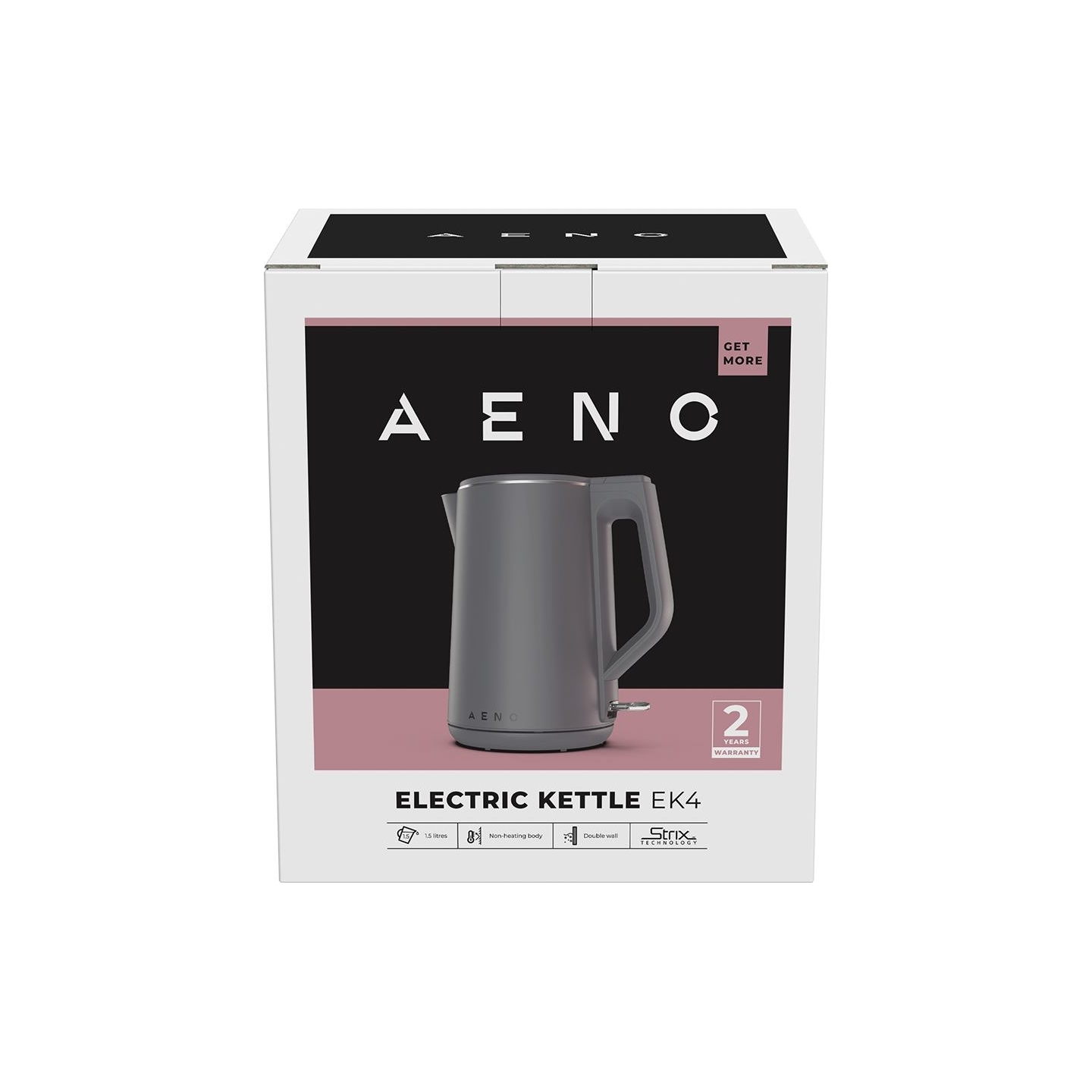 Aeno Electric Kettle EK4: 1850-2200W, 1.5L, Strix, Double-walls, Non-heating body, Auto Power Off, Dry tank Protection