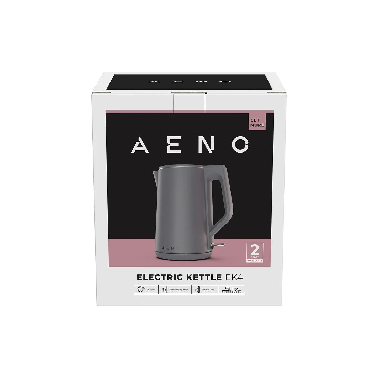 Aeno Electric Kettle EK4: 1850-2200W, 1.5L, Strix, Double-walls, Non-heating body, Auto Power Off, Dry tank Protection