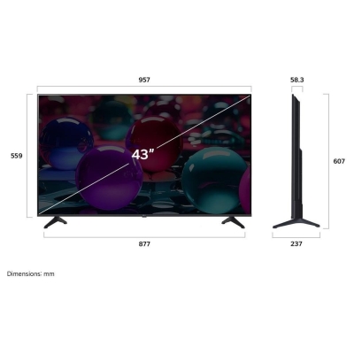 LG AI UA73 4K TV | 43UA73003LA | 43 | Smart TV | webOS 25 | UHD | Black