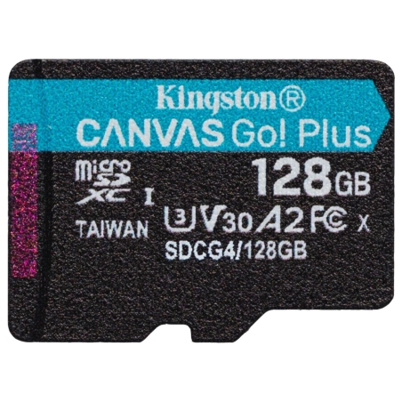 Kingston 128GB microSDXC Canvas Go Plus Gen4 200R A2 U3 Single Pack w/o ADP