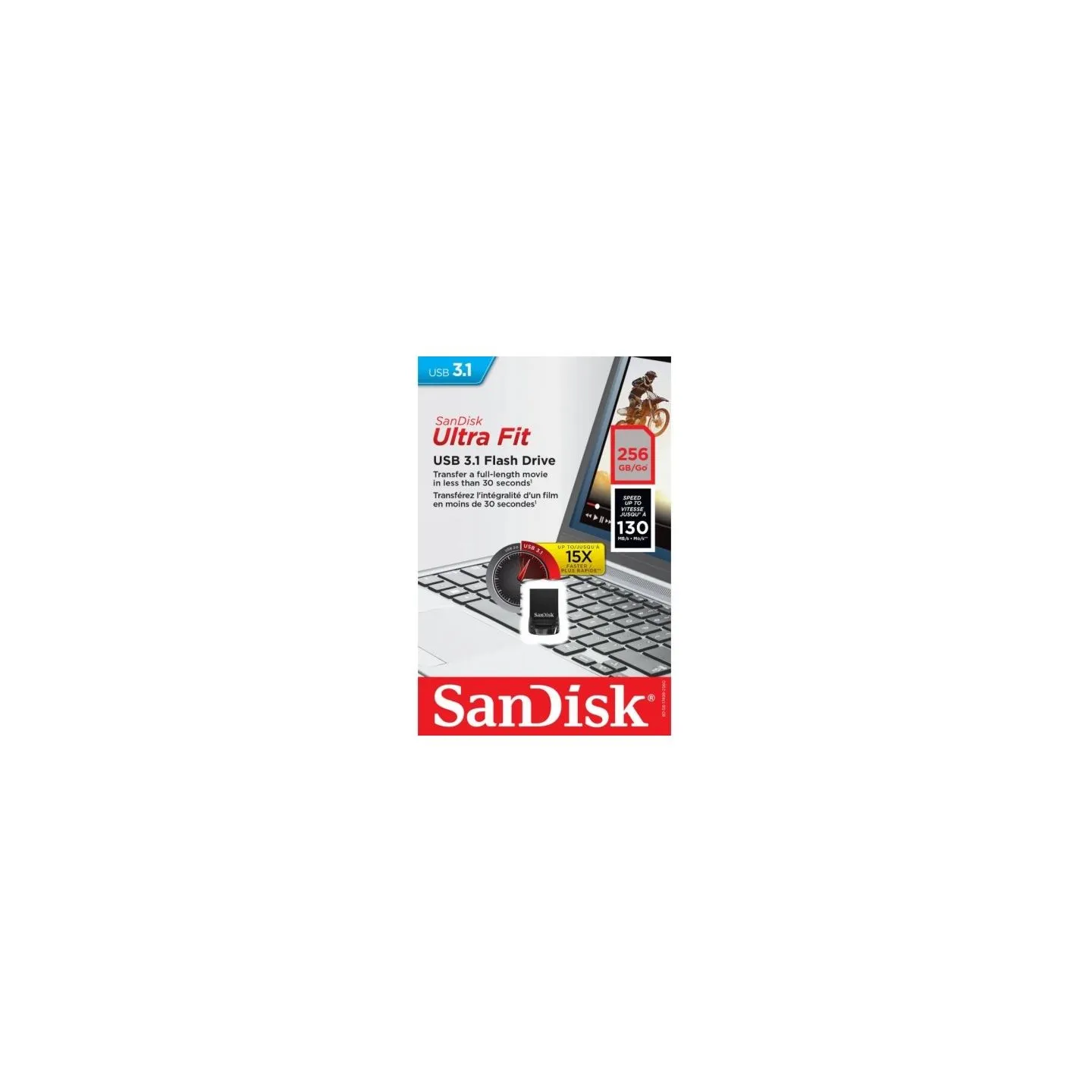 Sandisk Ultra Fit 256GB, USB 3.1 - Small Form Factor Plug & Stay Hi-Speed USB Drive