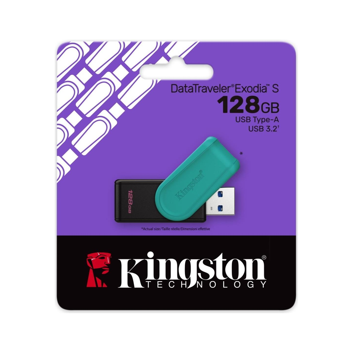 Kingston 128GB Portable USB 3.2 Gen 1 DataTraveler Exodia S (Black/Turquoise)