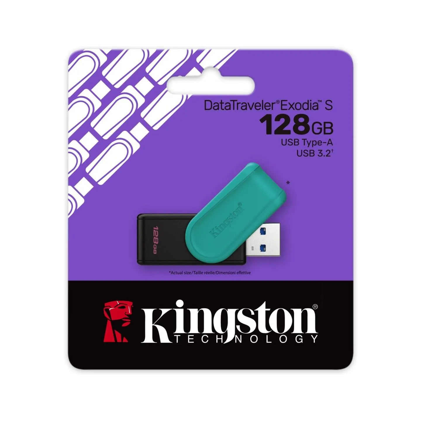 Kingston 128GB Portable USB 3.2 Gen 1 DataTraveler Exodia S (Black/Turquoise)