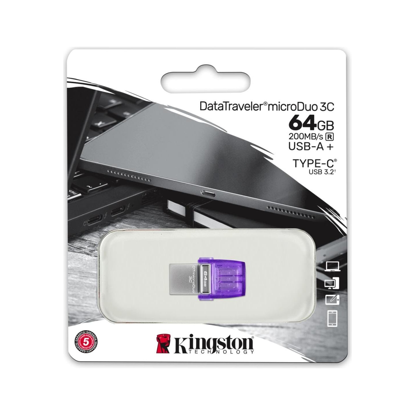Kingston Pendrive Data Traveler MicroDuo 3C G3 64GB USB-A/USB-C