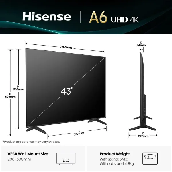 Hisense TV LED 43 inches 43A6Q
