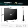 Hisense UHD Smart TV | 43A6Q | 43" | Smart TV | VIDAA OS | UHD | Black