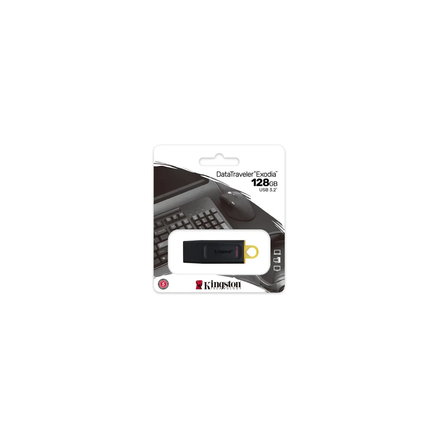 Kingston 128GB USB3.2 Gen1 DT Bk+Yellow
