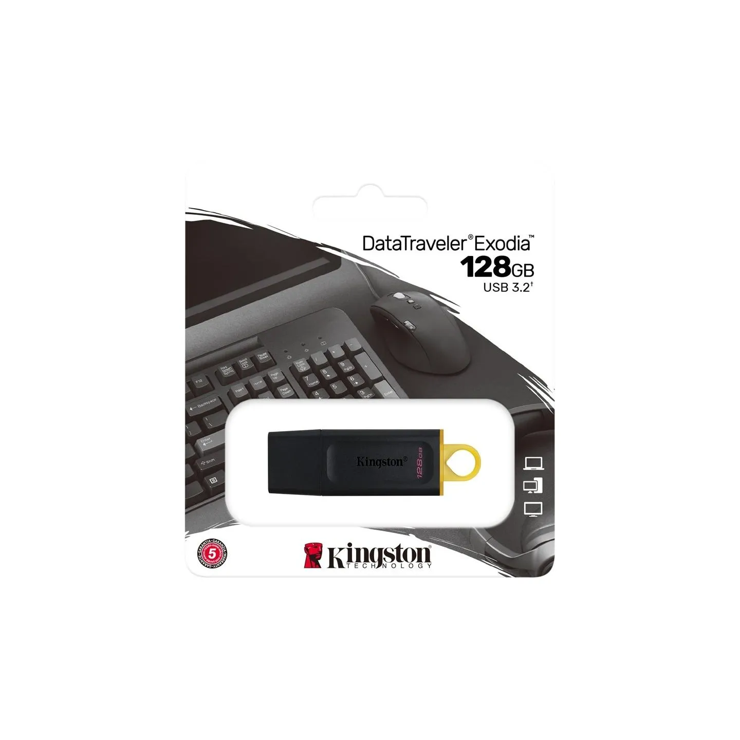 Kingston 128GB USB3.2 Gen1 DT Bk+Yellow