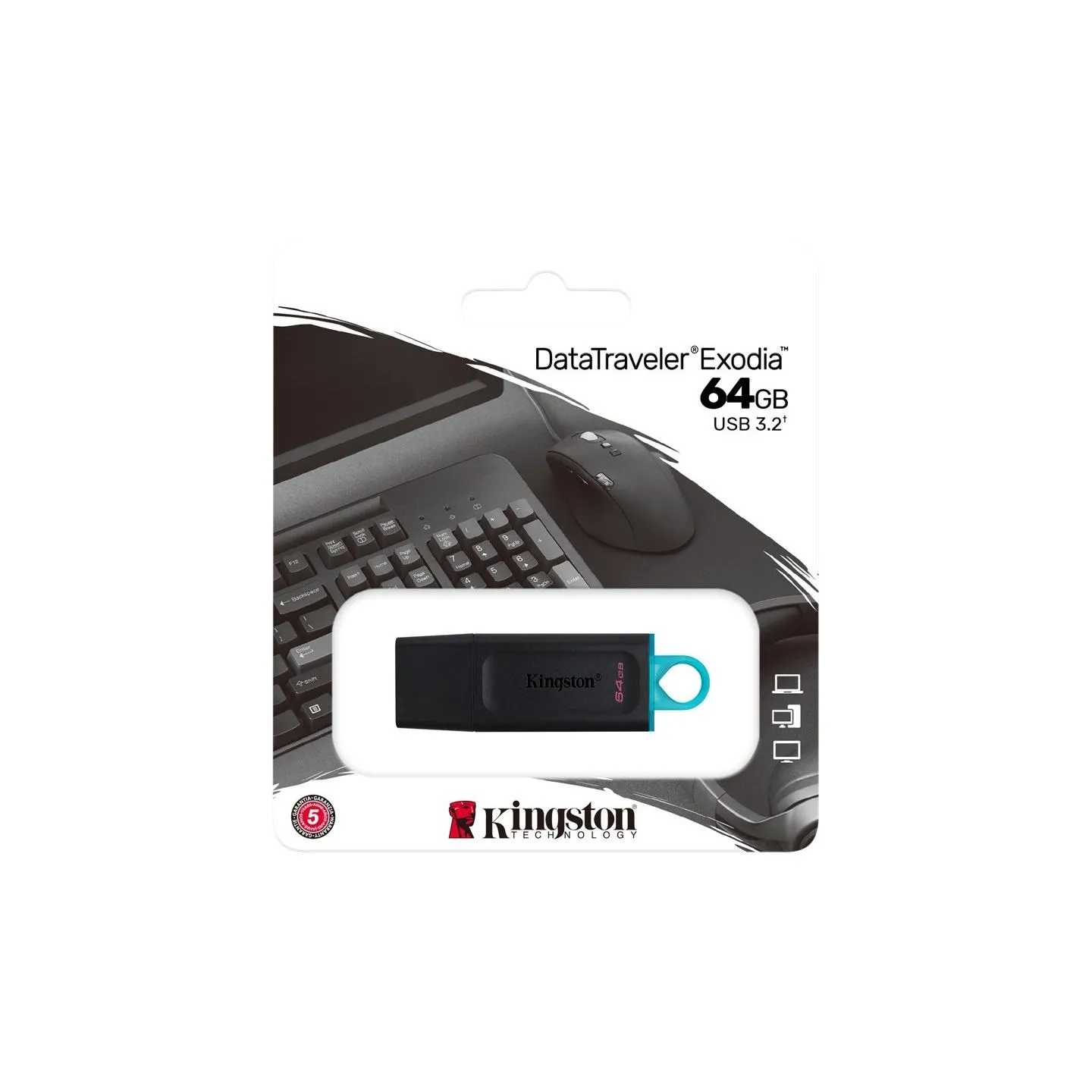 Kingston 64GB USB3.2 Gen1 DT Bk+Teal