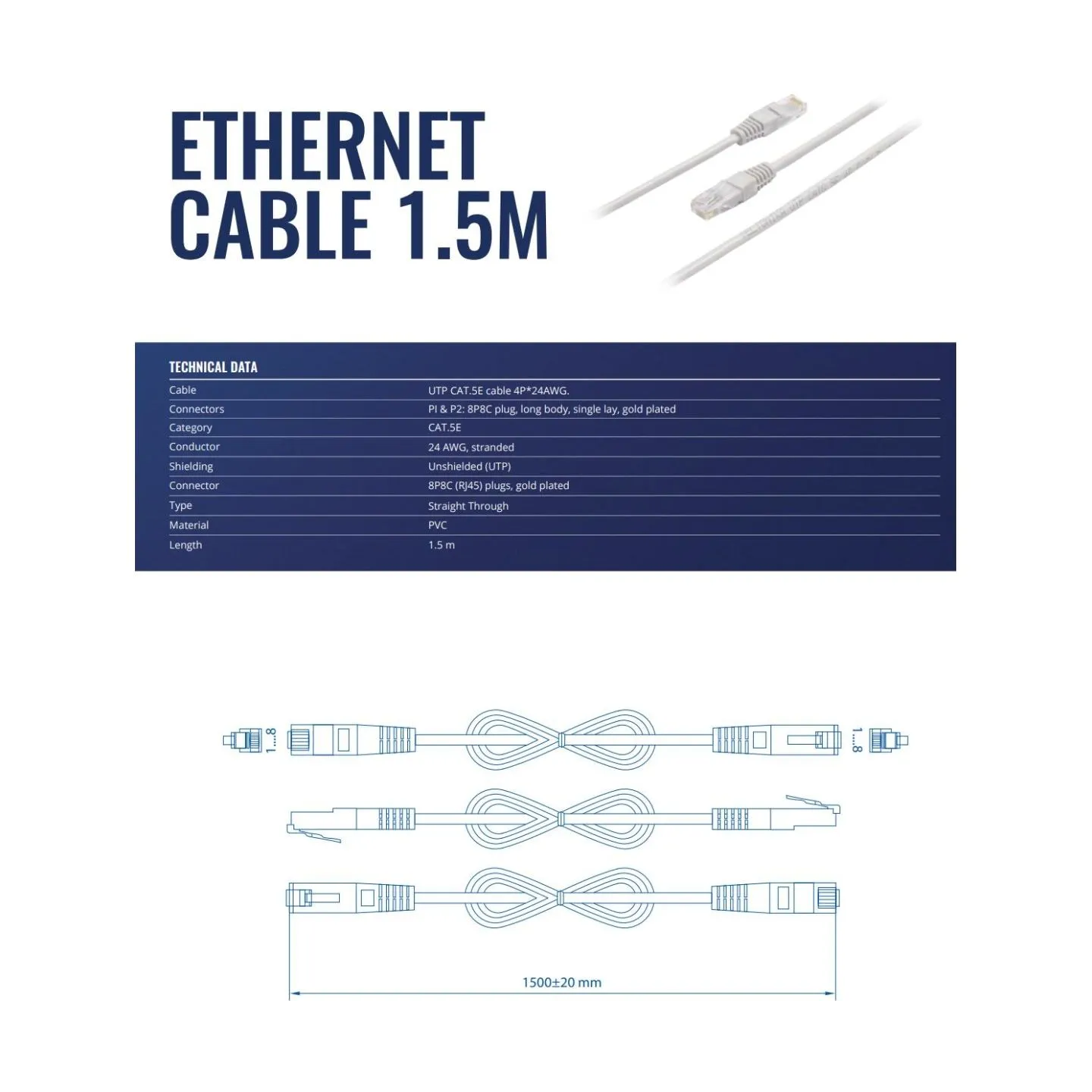 Teltonika PATCH CABLE ETHERNET/1.5M PR2LA15B TELTONIKA