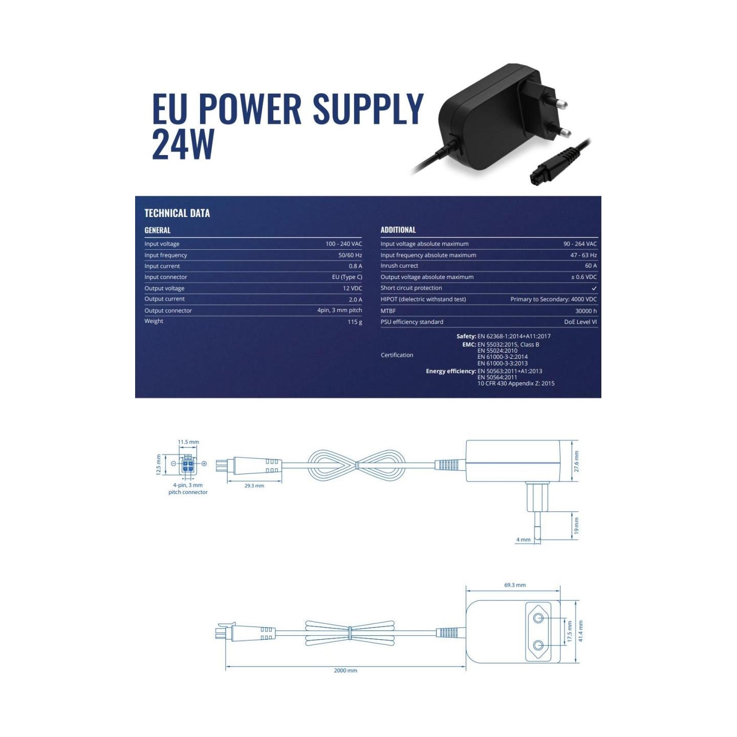 Teltonika NET SWITCH ACC POWER SUPPLY/24W PR3P2EU3 TELTONIKA