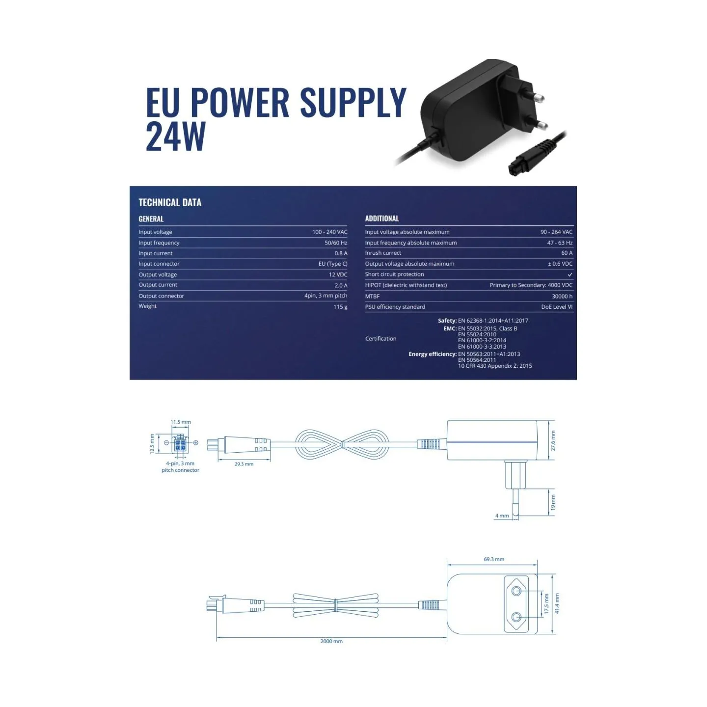 Teltonika NET SWITCH ACC POWER SUPPLY/24W PR3P2EU3 TELTONIKA