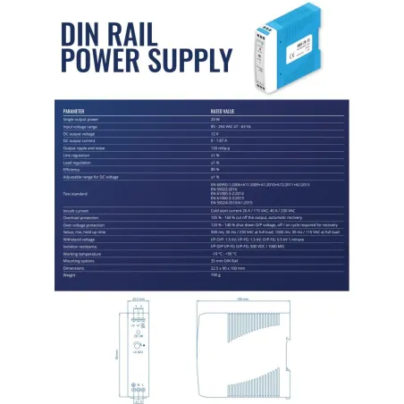 Teltonika NET SWITCH ACC DIN RAIL POWER/SUPPLY 20W PR3PDNP0 TELTONIKA
