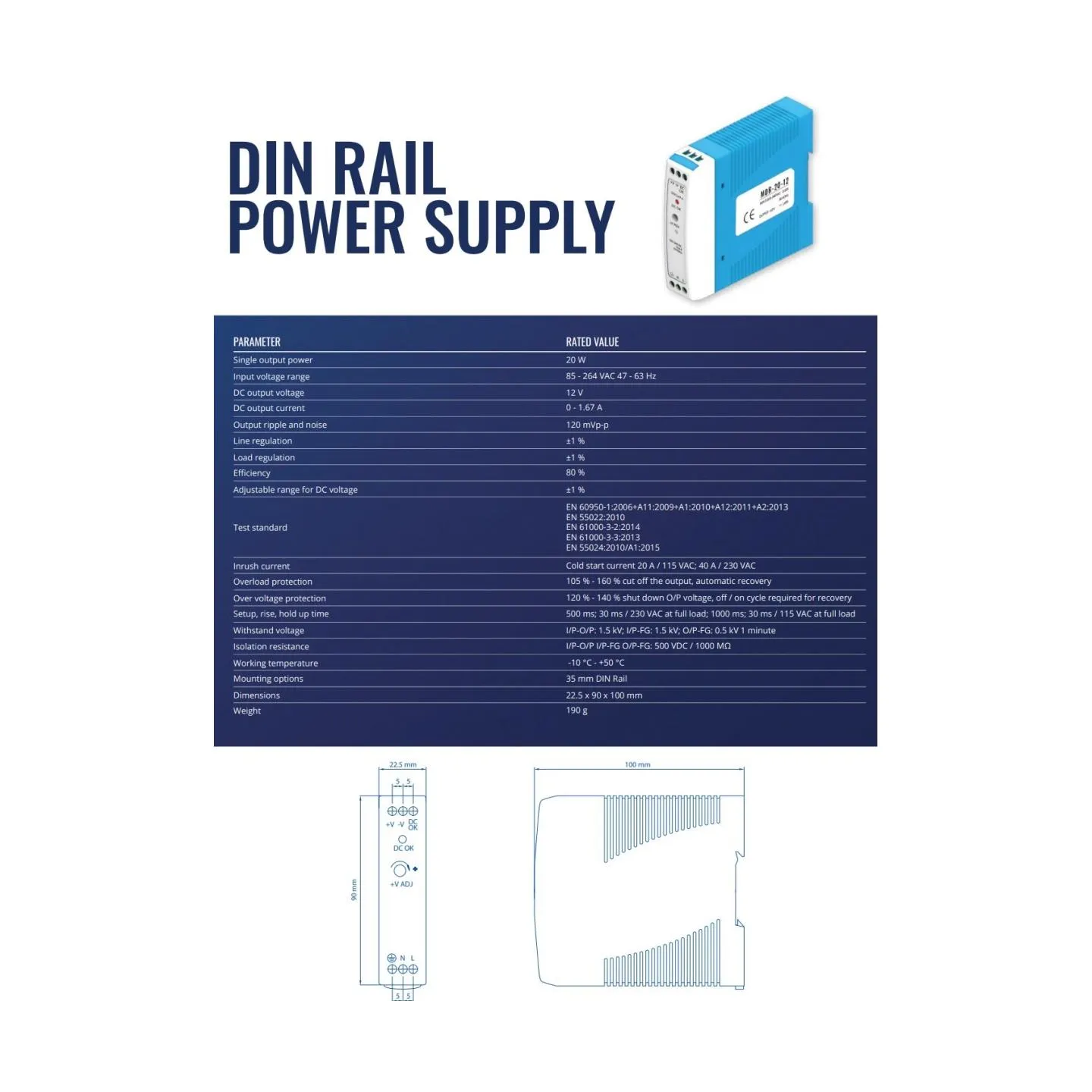 Teltonika NET SWITCH ACC DIN RAIL POWER/SUPPLY 20W PR3PDNP0 TELTONIKA