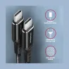 Axagon Data and charging USB 2.0 cable length 2 m. PD 60W, 3A. Black braided.