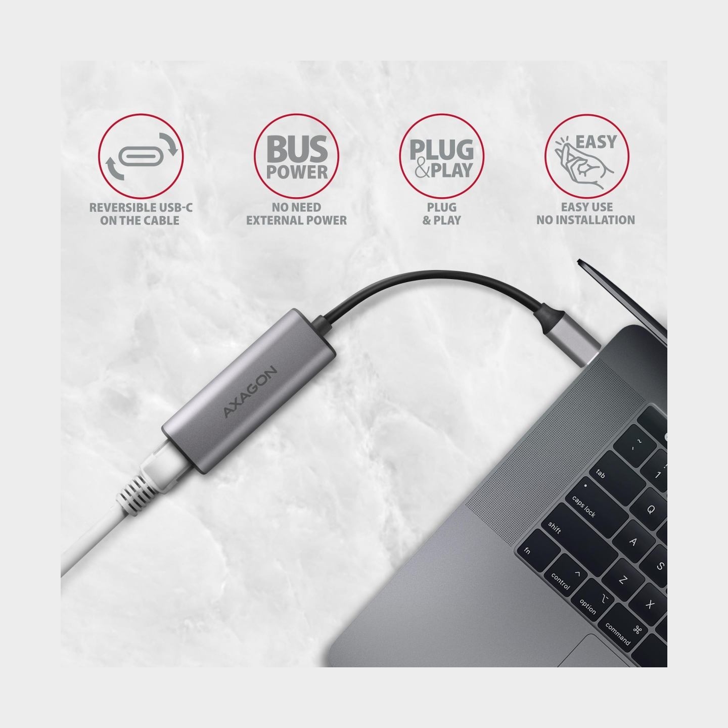 Axagon ADE-25RC SUPERSPEED USB-C 2.5 GIGABIT ETHERNETCompact aluminum USB-C 3.2 Gen 1 2.5 Gigabit Ethernet 10/100/1000/2500 Mbit